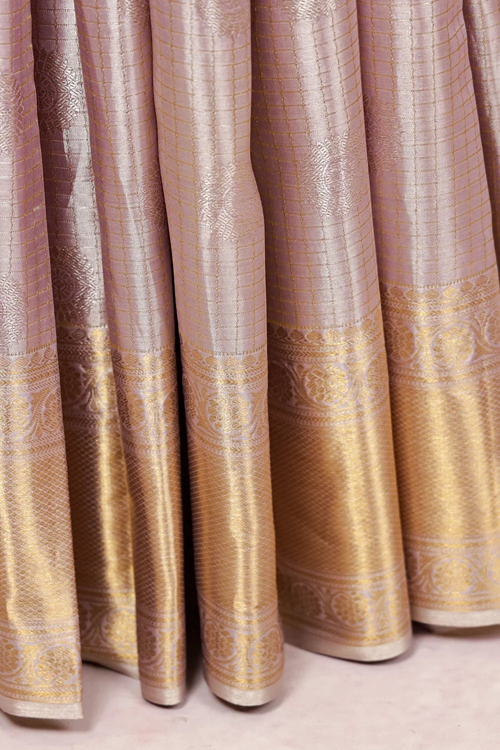 Pastel Lavender Kancheepuram Tissue Silk Saree