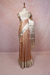 Copper Peach Kancheepuram Tissue Silk Saree
