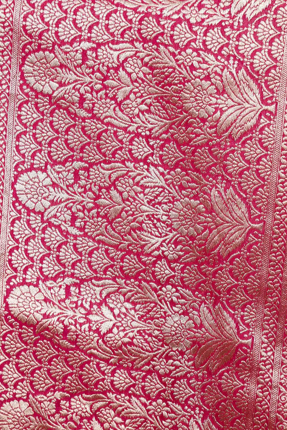 Rani Pink Semi Banarasi Saree