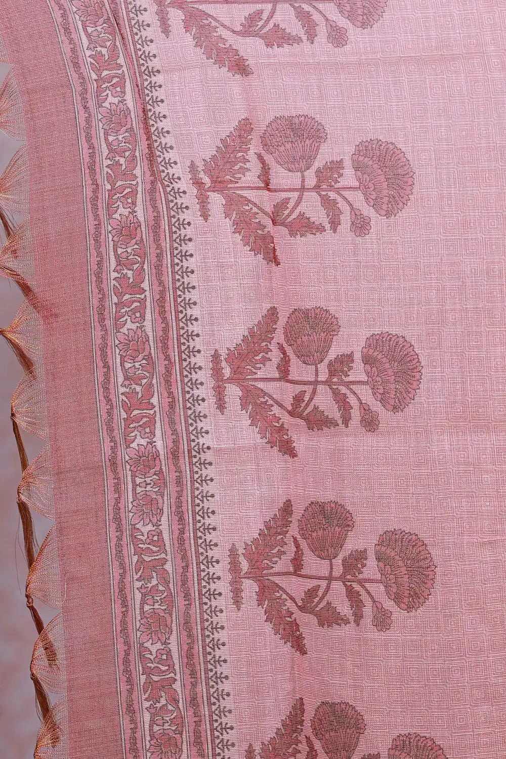 Peach Tissue Silk Printed Unstitched Churidhar Material