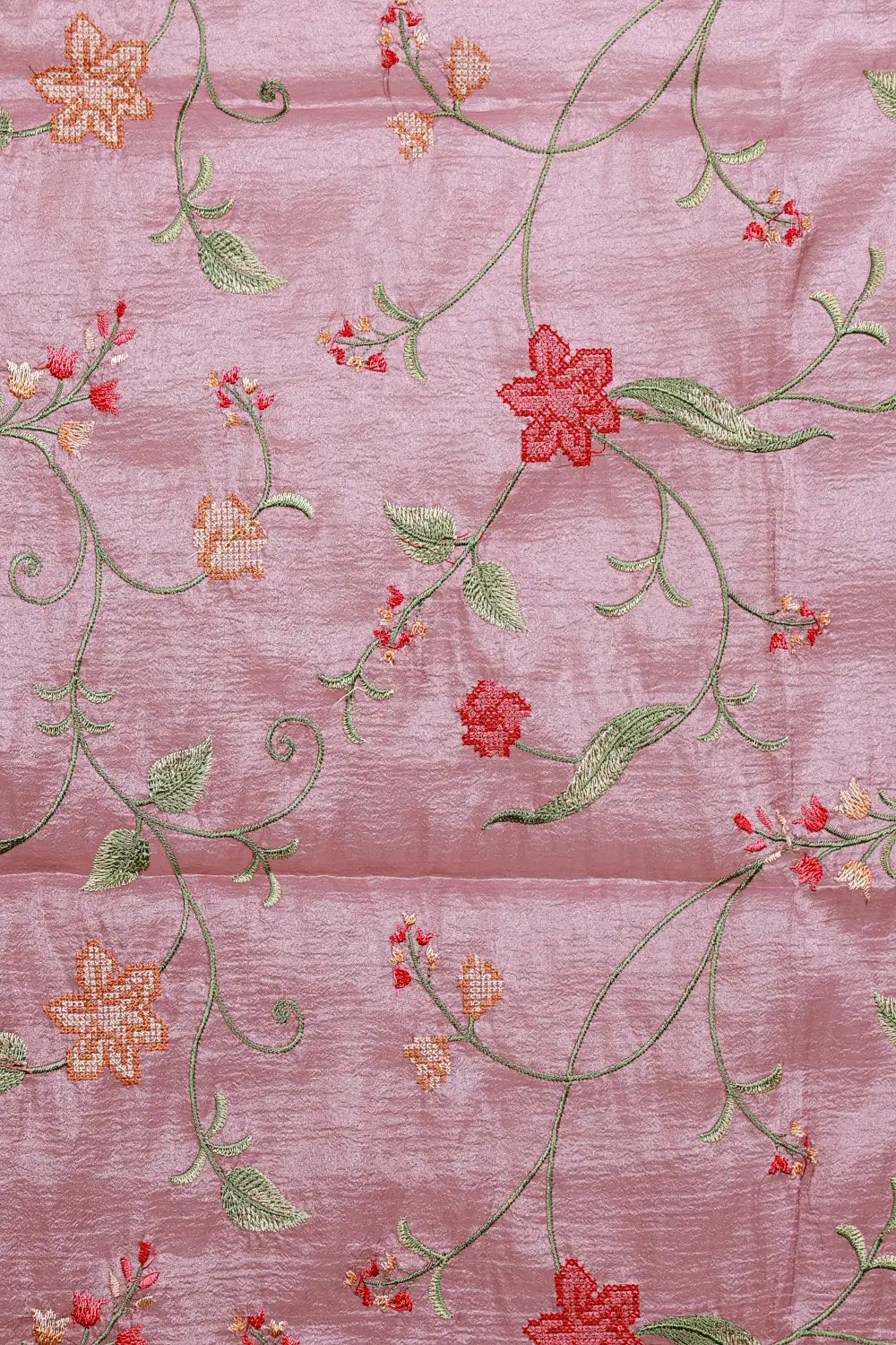 Onion Pink Crush Silk Embroidery Unstitched Churidhar Material