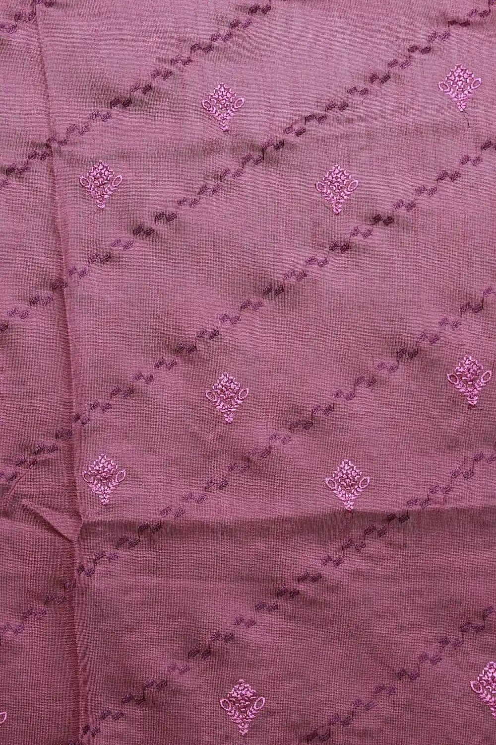 Purple Semi Silk Cutt Work Unstitched Churidhar Material