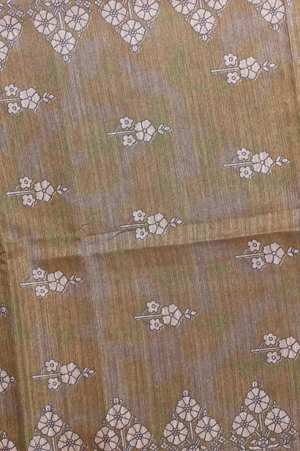 Mehandi Green Semi Silk Printed Unstitched Churidhar Material