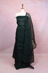 Dark Green Kota Beads Work Unstitched Churidhar Material - Seematti
