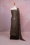 Moss Green Muslin Silk Printed Unstitched Churidhar Material - Seematti