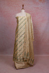 Sandal Color Semi Tussar Kantha Stitched Unstitched Churidhar Material - Seematti