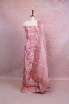 Pink Chanderi Tissue Printed Unstitched Churidhar Material - Seematti