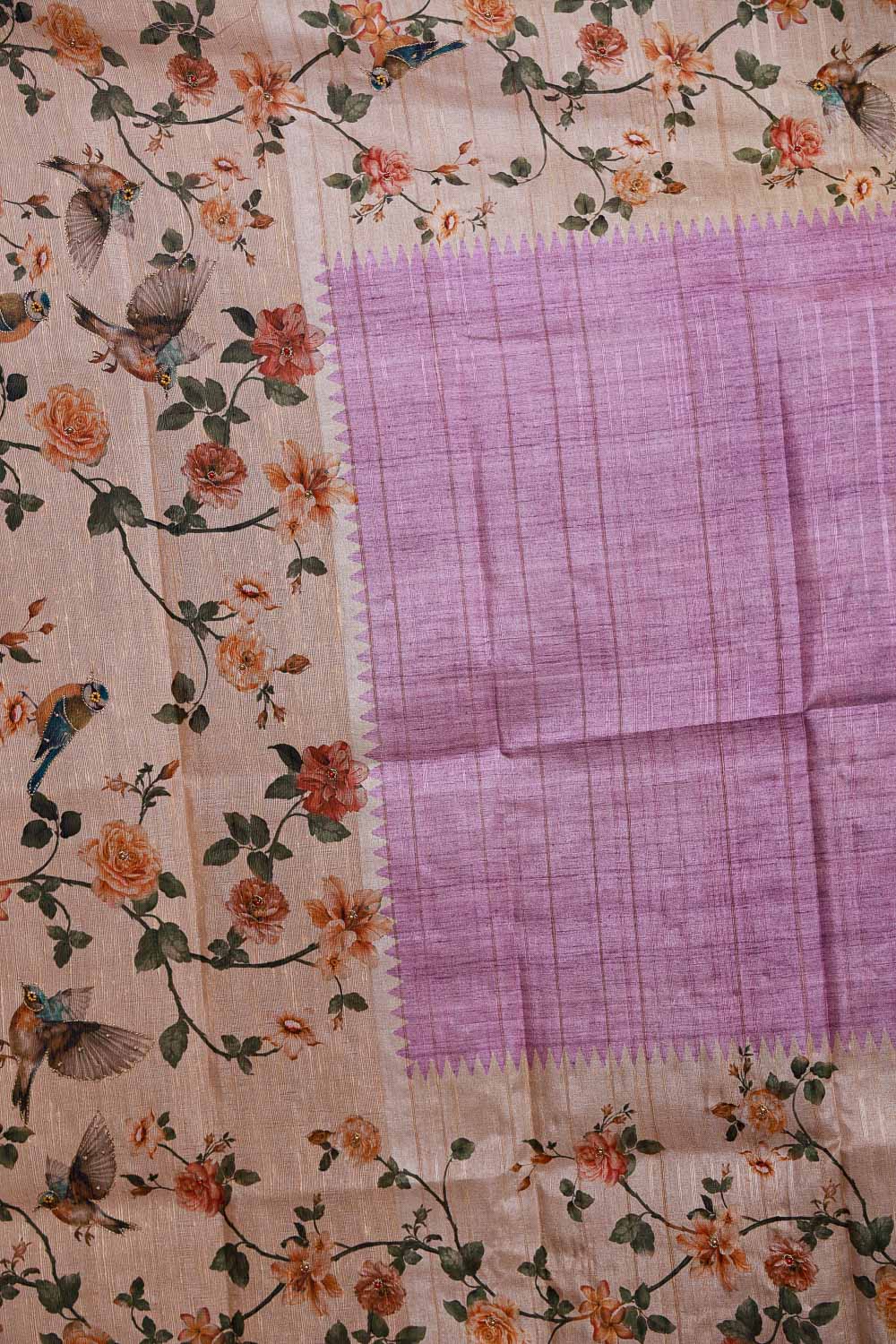 Light lavender Semi Silk Printed Unstitched Churidhar Material