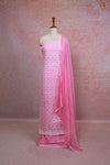 Cotton Candy Rose Kota Embroidery Unstitched Churidhar Material - Seematti