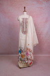 Cream Linen Embroidery Unstitched Churidhar Material - Seematti
