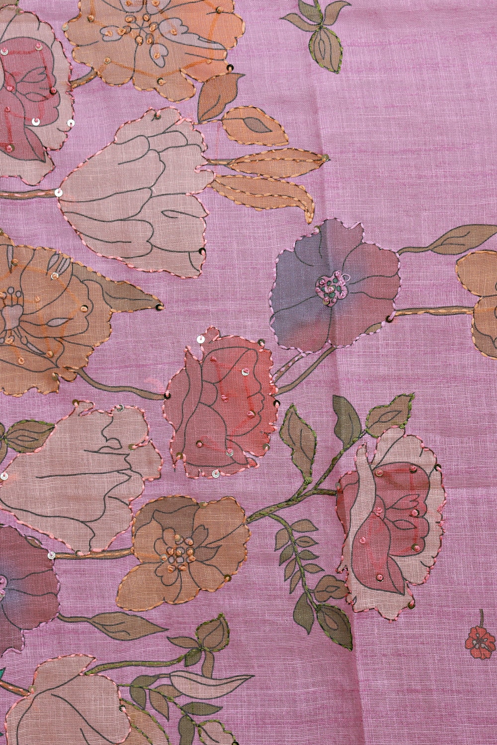 Onion Pink Linen Kantha Stitched Unstitched Churidhar Material