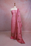 Pink Linen Embroidery Unstitched Churidhar Material - Seematti