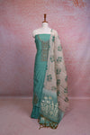 Pastel Green Chanderi Kantha Stitched Unstitched Churidhar Material - Seematti