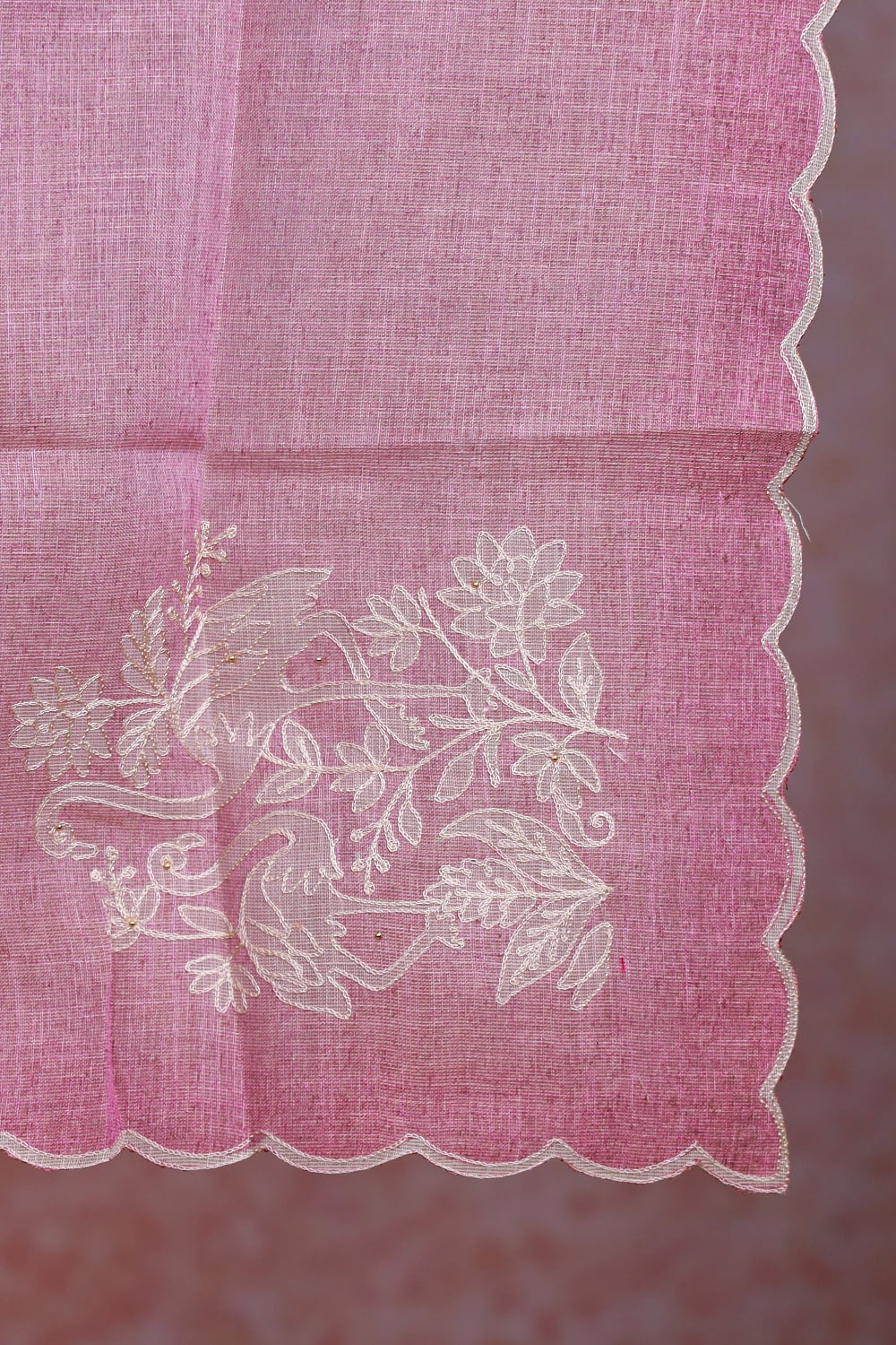 Baby Pink Linen Tissue Plain Unstitched Churidhar Material