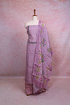 Lavender Linen Tissue Beads Work Unstitched Churidhar Material - Seematti