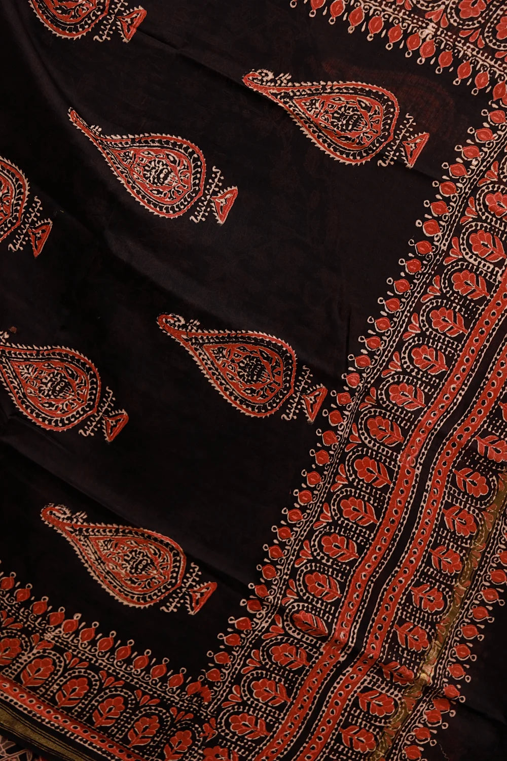 Black Cotton Printed Unstitched Churidhar Material