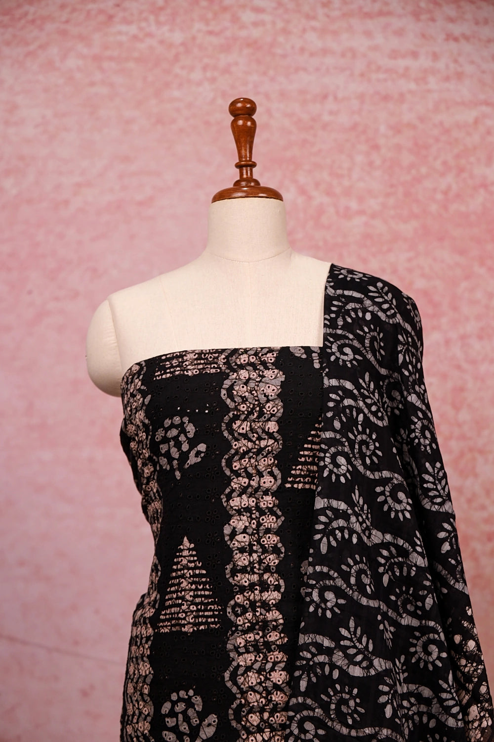 Black Hakoba Printed Unstitched Churidhar Material