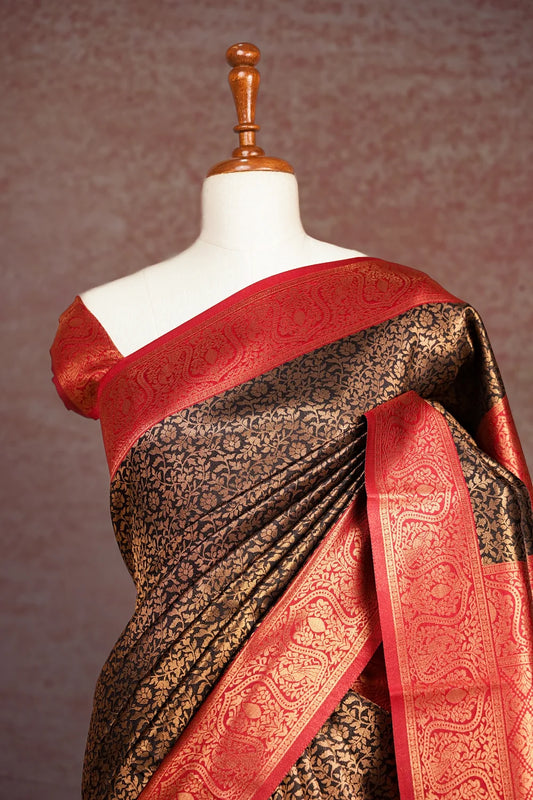 Black Semi Silk Saree - Seematti
