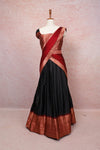 Black With Maroon Semi Silk Dhavani Set - Seematti