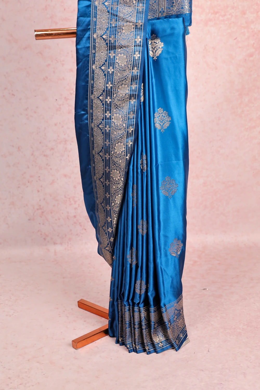 Blue Satin Crepe Saree