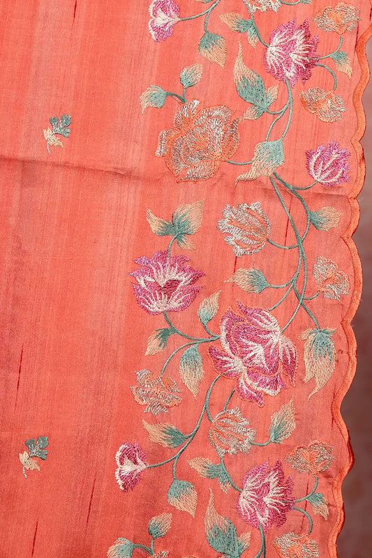 Brick Color Semi Jute Saree
