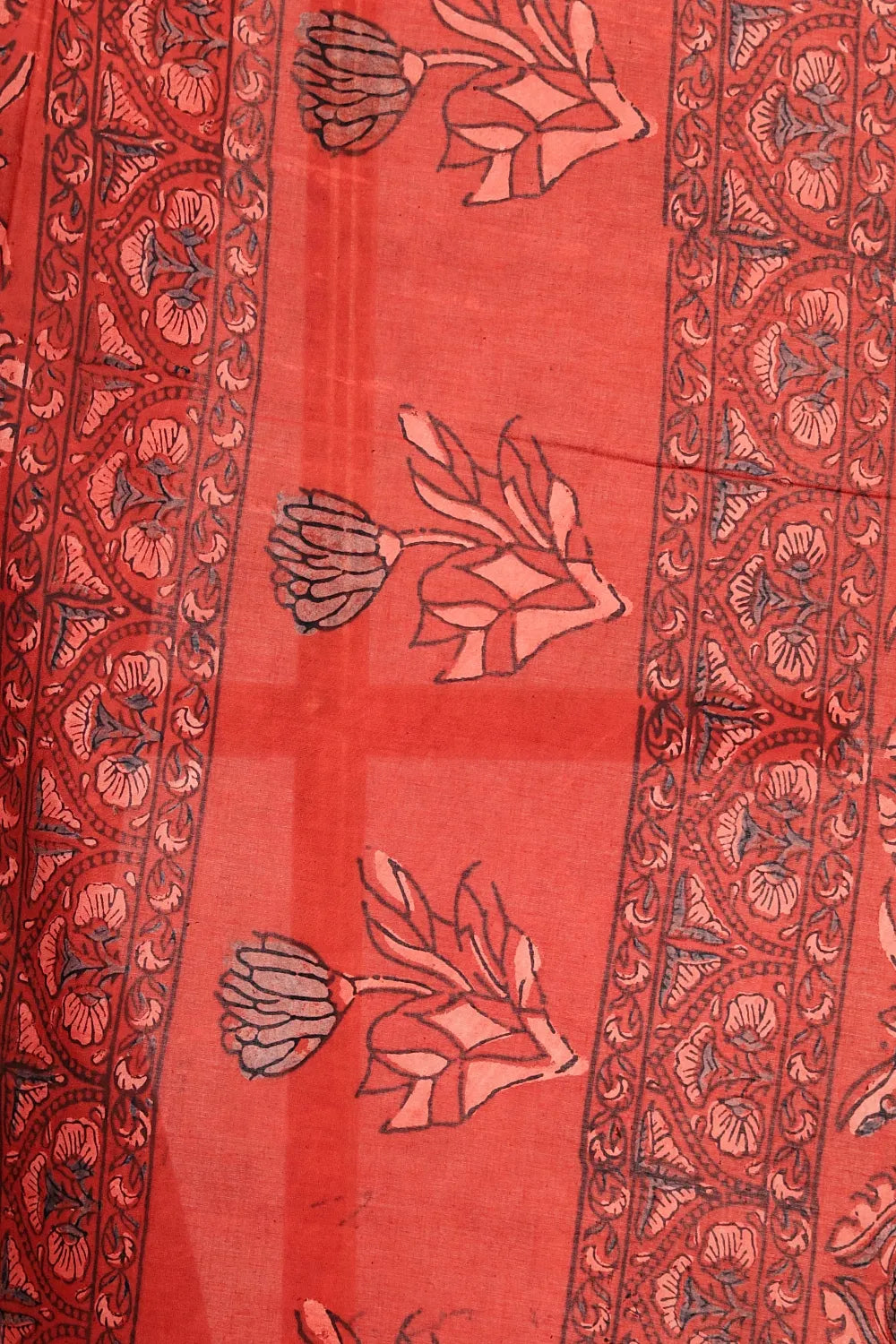 Brick Colour Cotton Saree