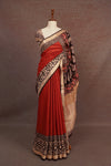 Brick Orange Semi Chanderi Silk Saree