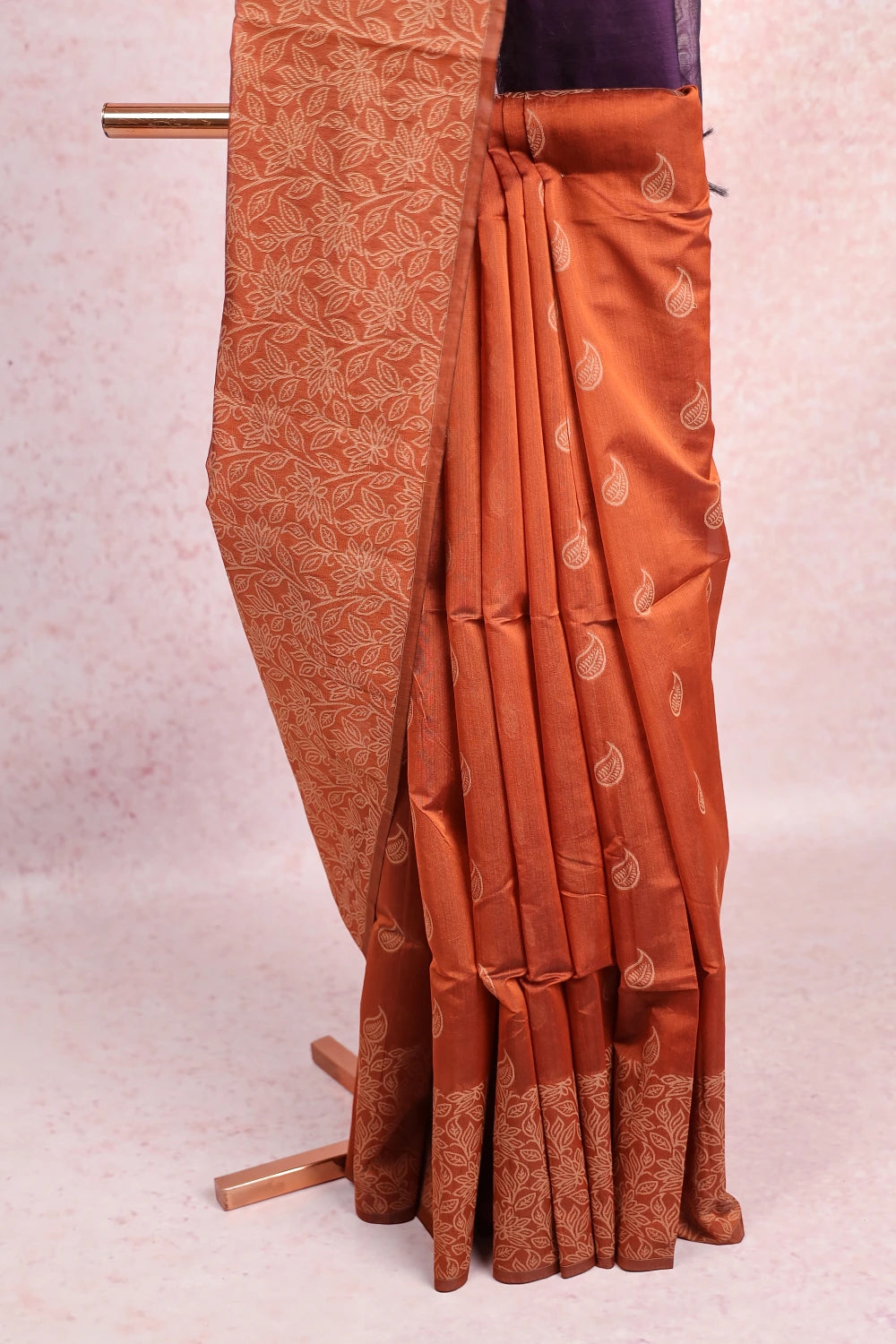 Brown Cotton Silk Saree