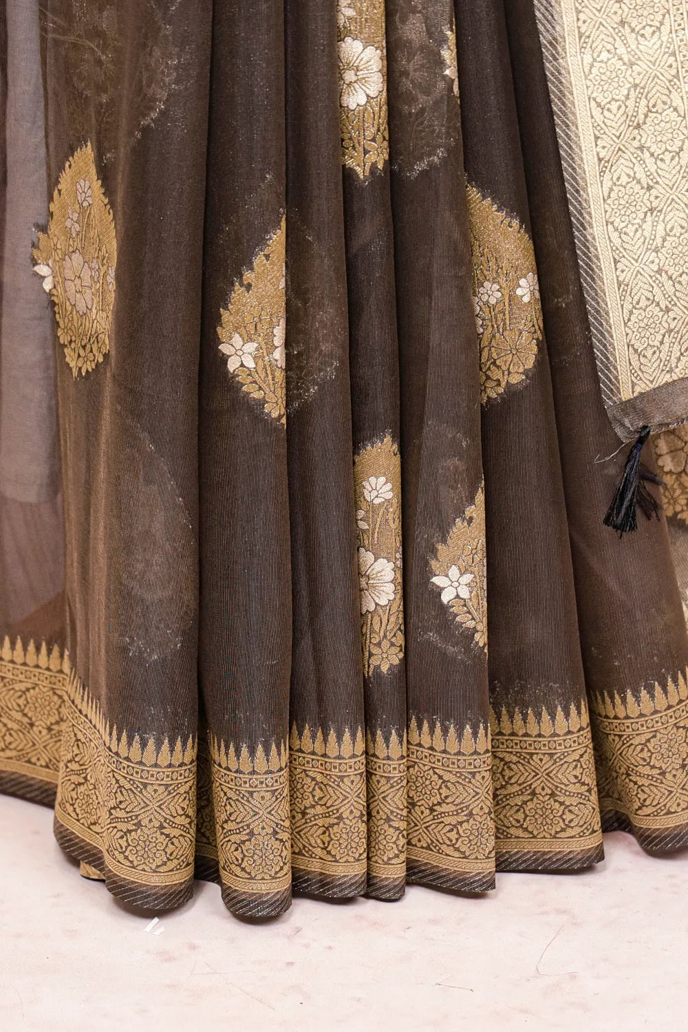 Brown Semi Tissue Saree