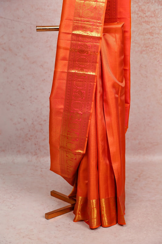 Burnt Orange Kancheepuram Silk Saree