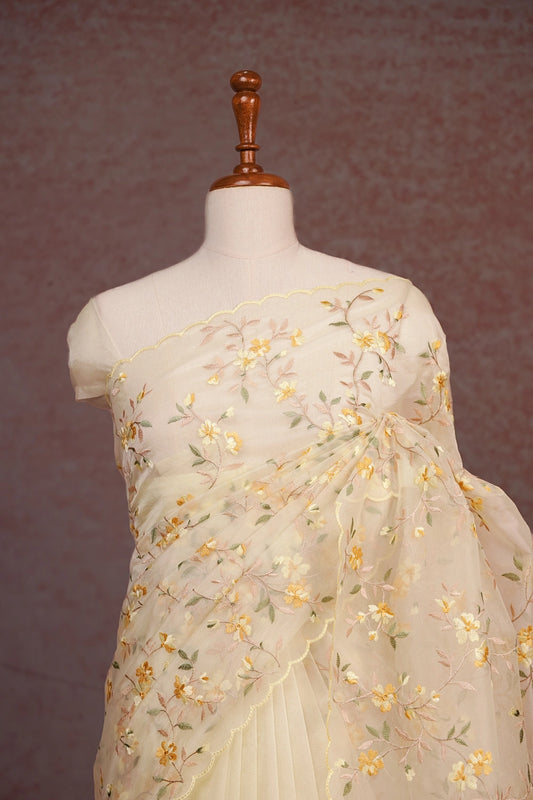 Butterscotch Yellow Organza Saree