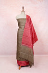 Chikku Color Tussar Silk Lines Unstitched Churidhar Material - Seematti