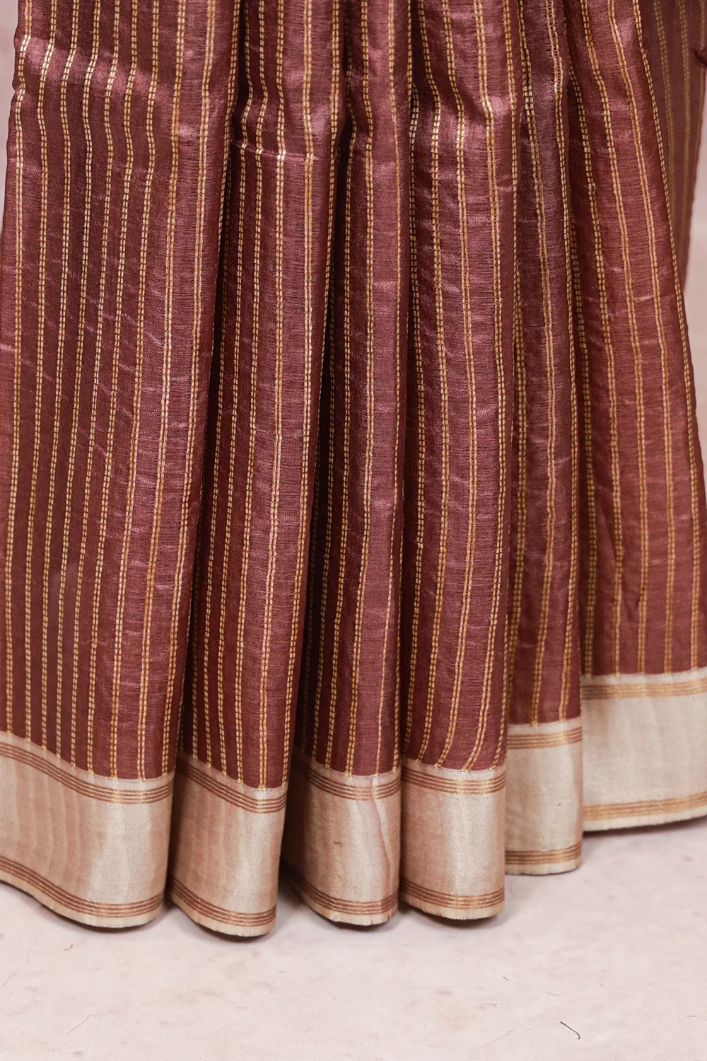 Chocolate Color Tussar Silk Saree