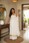 Cream Cotton Butta Unstitched Churidhar Material