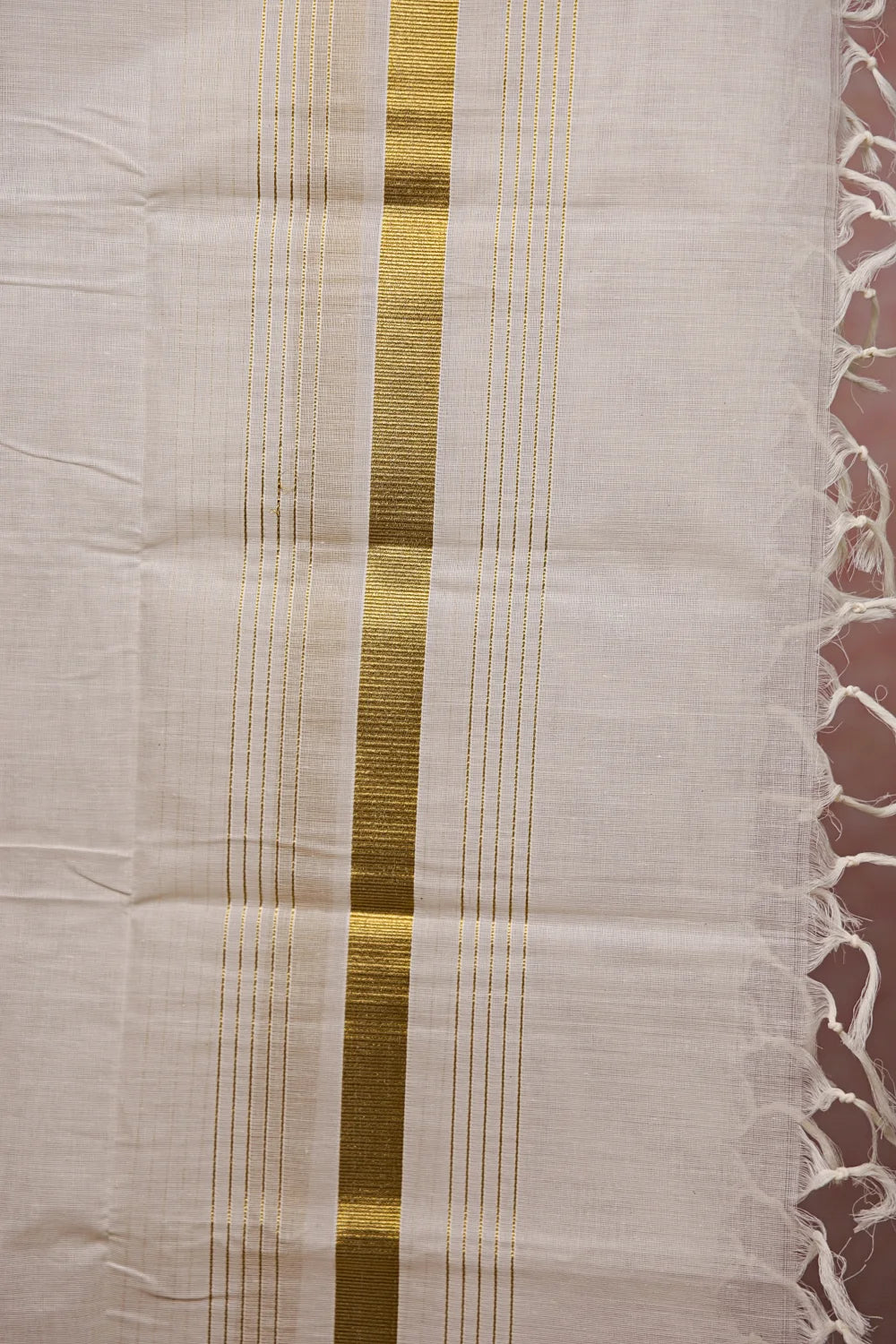 Cream Cotton Line Design Unstitched Churidhar Material
