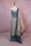 Cream Tissue Silk Thread Work Unstitched Churidhar Material - Seematti