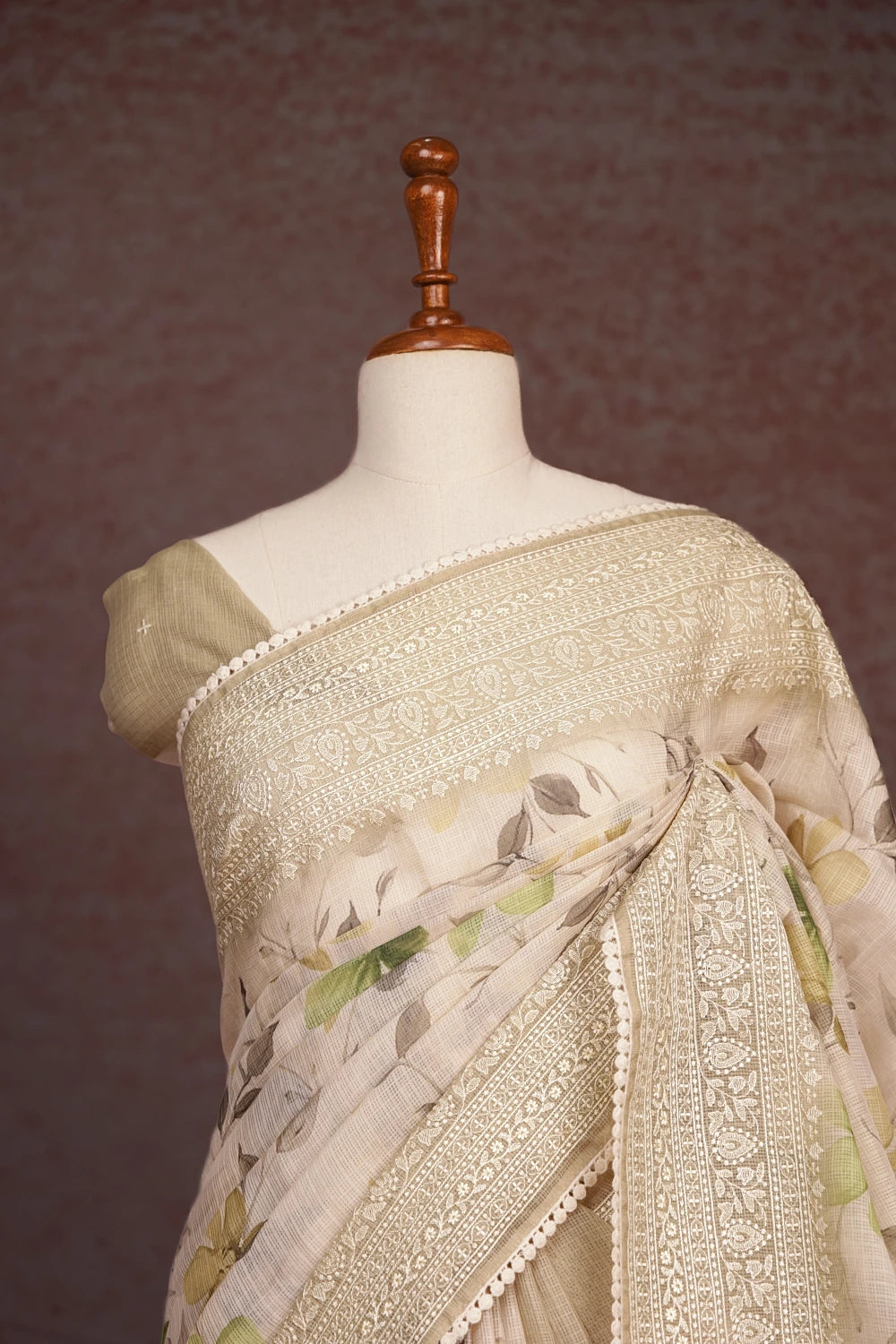 Cream Tussar Kota Saree