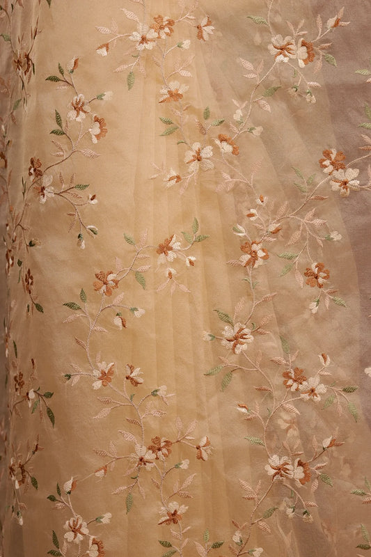 Dark Cream Organza Saree