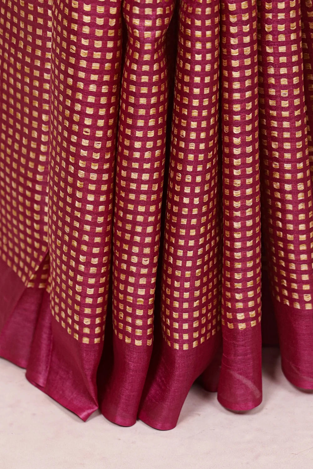 Dark Onion Color Tussar Silk Saree - Seematti