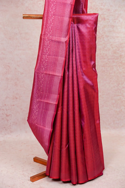 Dark Onion Pink Kancheepuram Silk Saree - Seematti
