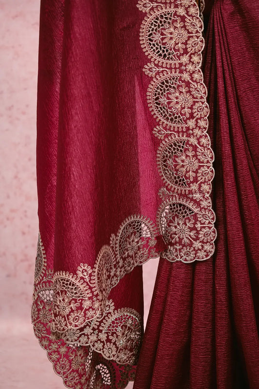 Dark Purple Crush Organza Saree