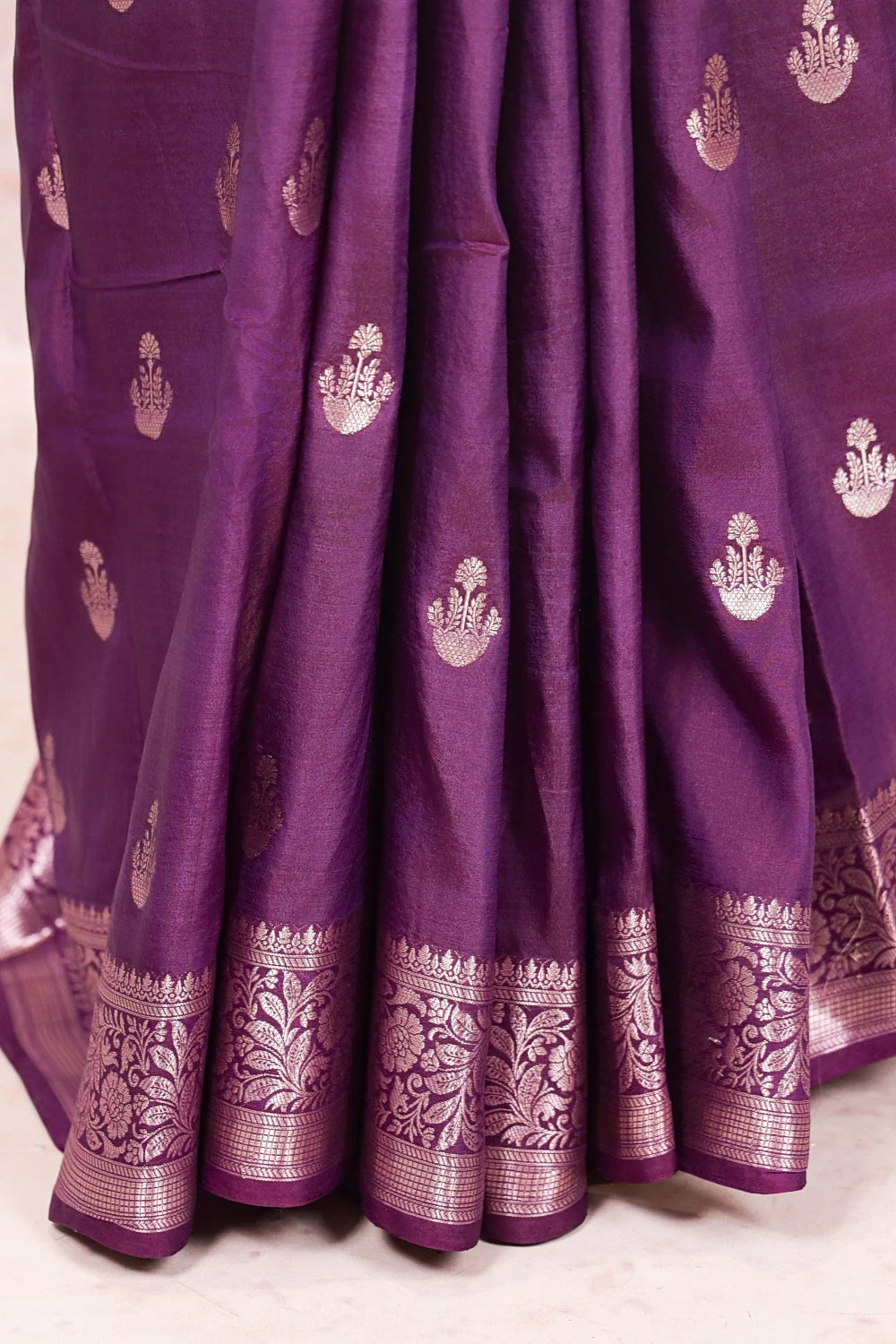 Dark Purple Semi Banarasi Saree