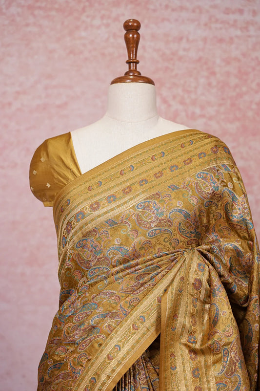 Gold Semi Banarasi Saree - Seematti