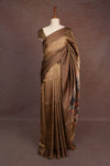 Gold Soft Tissue Printed Saree With Plain Border - Seematti