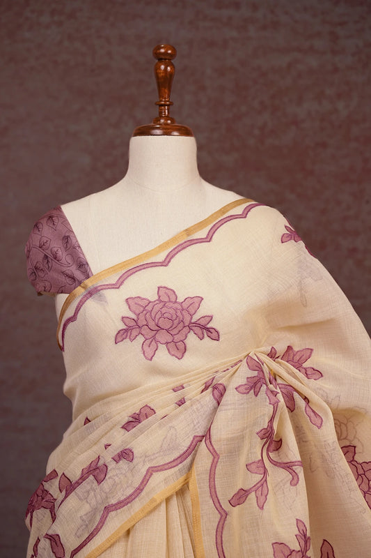 Golden Linen Tissue Saree