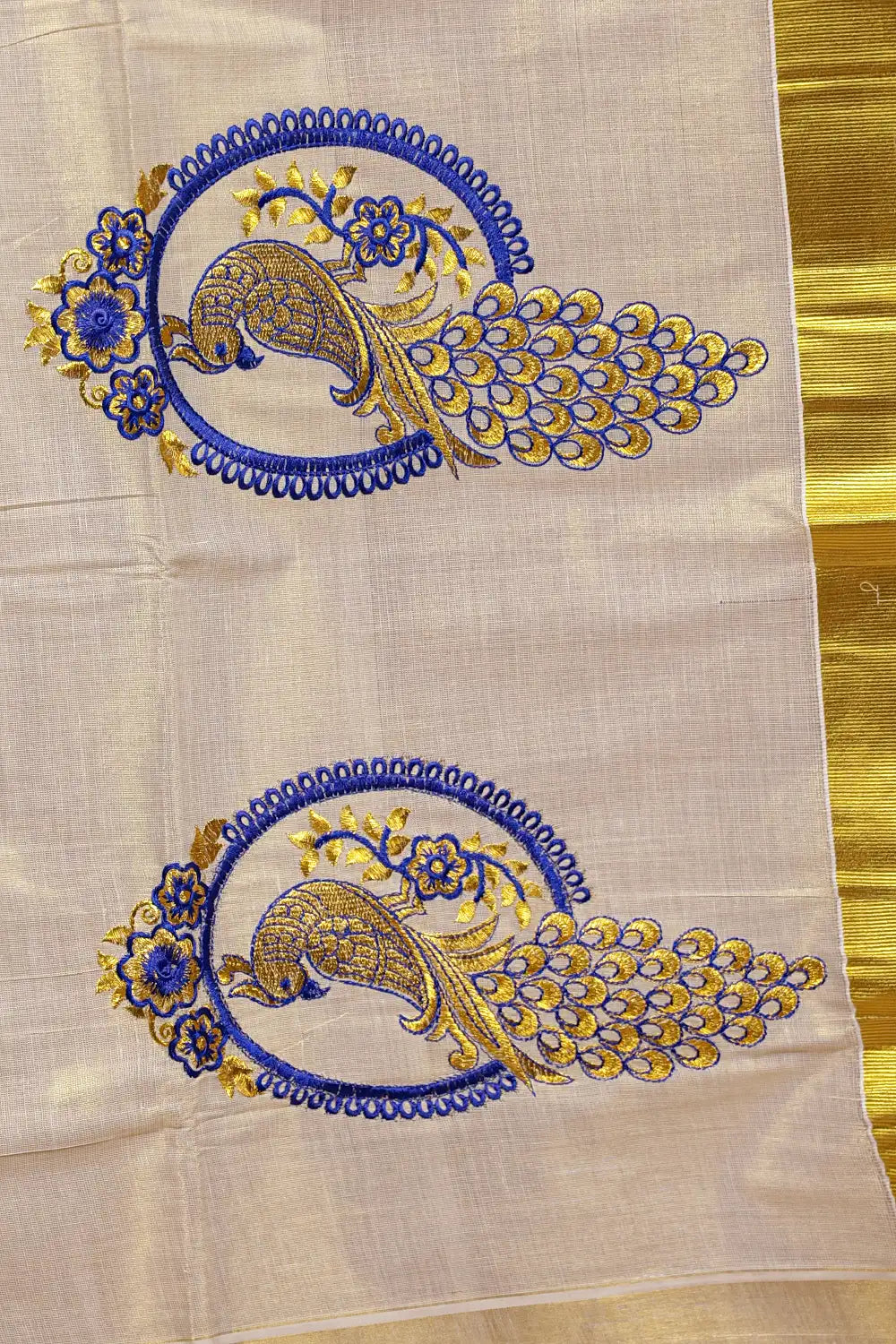 Golden Semi Tissue Kerala Saree - Seematti