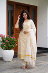 Golden Semi Tissue Plain Unstitched Churidhar Material