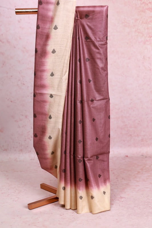 Grape Colour Semi Tussar Saree