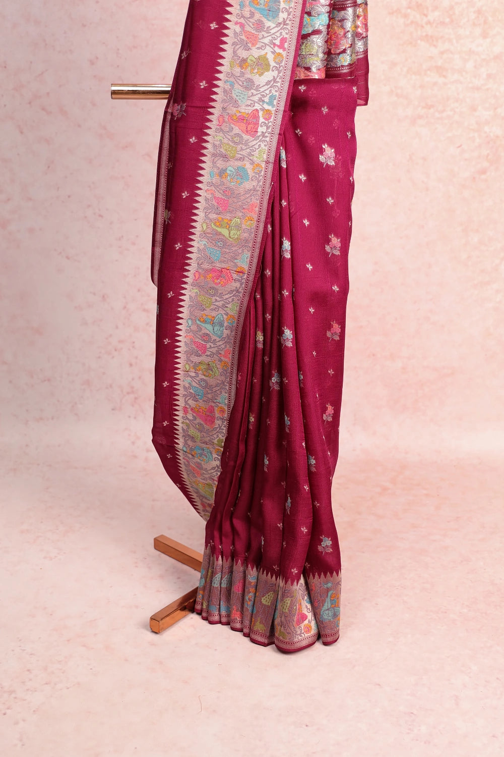 Grape Wine Jute Banarasi Saree