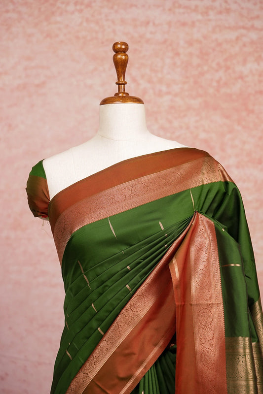 Green Colour Semi Silk Saree